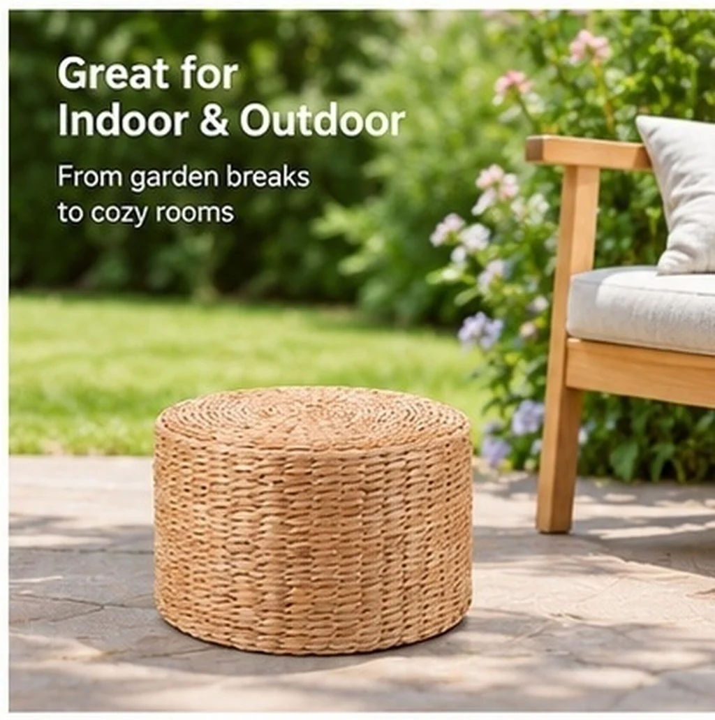 Shoe Changing Stool Handwoven Small Woven Stool for Garden Seating Footrest Shoe Changing Stools