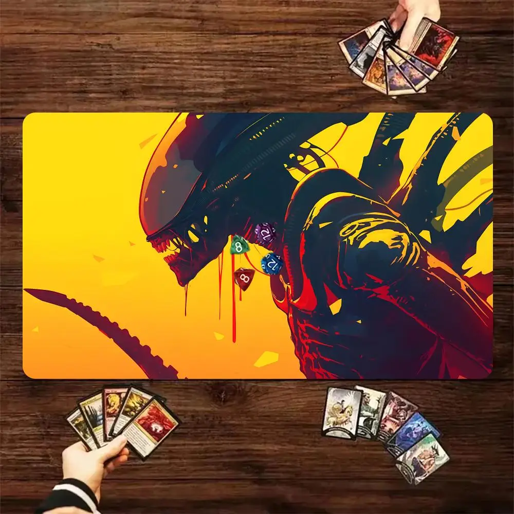 60X35cm Sci‑Fi Horror Xenomorph Alien Play mat TCG Card Game Mat Non‑Slip Rubber Table Desk Pad for TCG Card Game