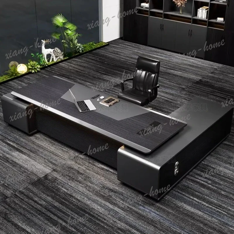 YJ Multi functional baking paint Computer desk Modern Minimalism luxury office table l shaped desk bureaux de travail furniture