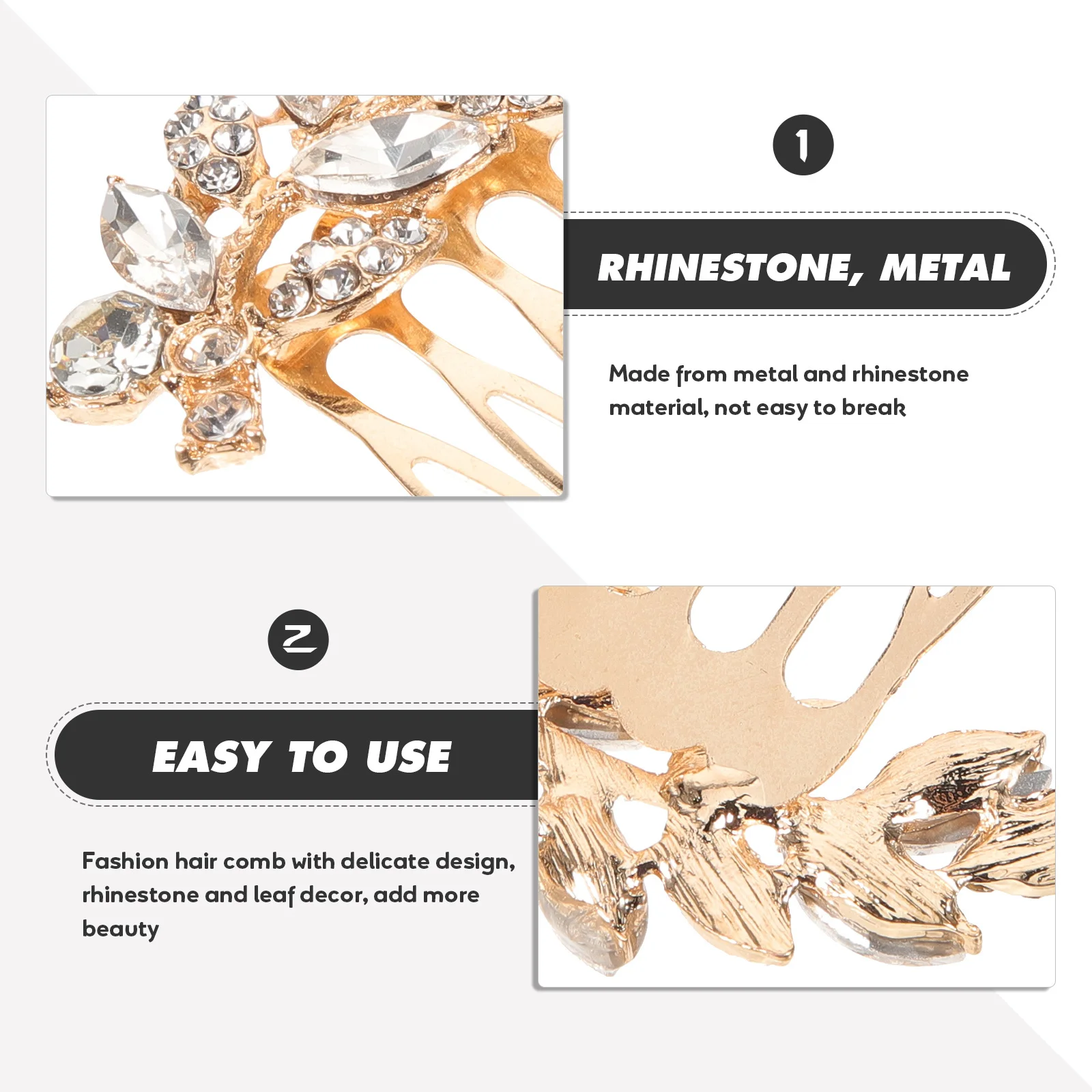 

Bridal Hair Comb Rhinestone Leaf Decor Wedding Hair Accessories for Women Side Comb for Bride Birthday Party Dancing Holiday