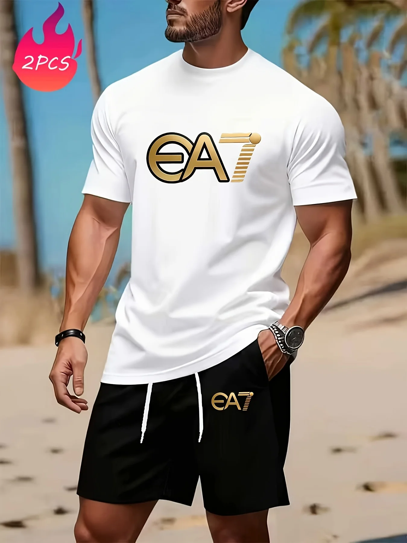 

2026 Hot Sale Men's Short-sleeved 3d T-Shirt Set - Polo Shirt with Shorts Set Two-piece Casual and Fashionable Sports Outfit