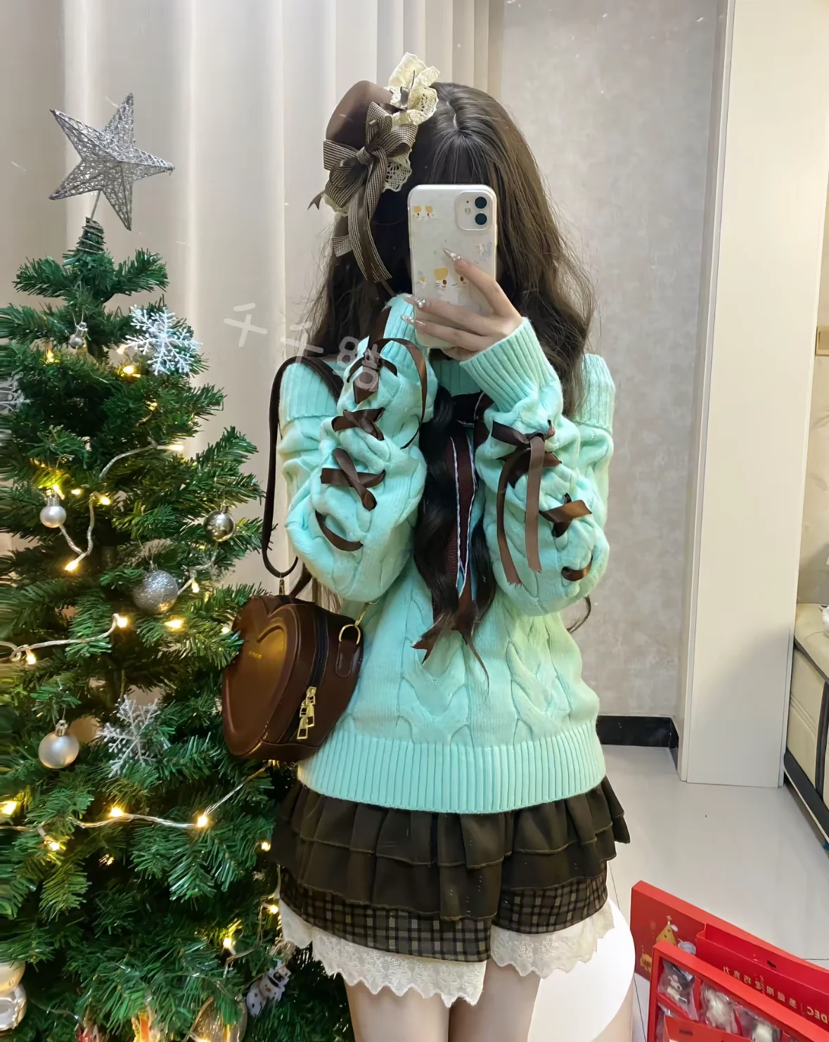 Sweet Japanese Lolita Mint Chocolate Vintage Sweater Set Harajuku
