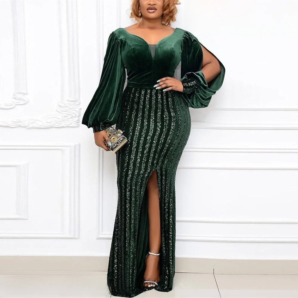 

Large Size Velvet Evening Gown for Women Par Dr One oulder Irregular Hemline Winter Faion Casual Ele Dr