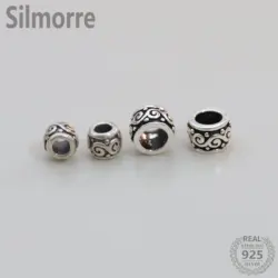 4PCS 100% Solid 925 Sterling Silver Chinese lucky symbol Spacer Beads for DIY  Fine Jewelry Finding  JQ0121