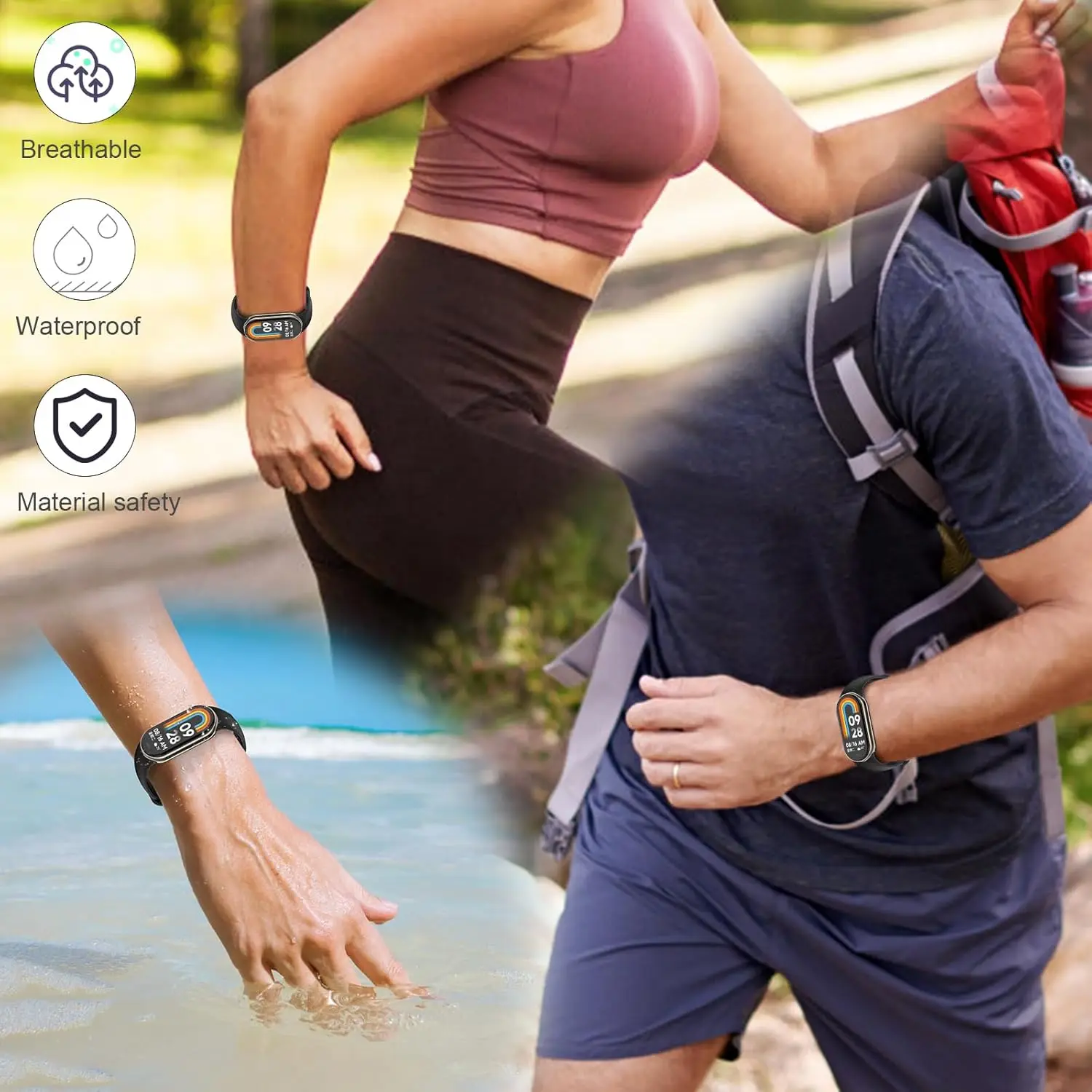 حزام سيليكون رسمي ناعم لـ Xiaomi Mi Band 10/9 سوار معصم ذكي رياضي Mi Band 8 حزام إكسسوارات بديل