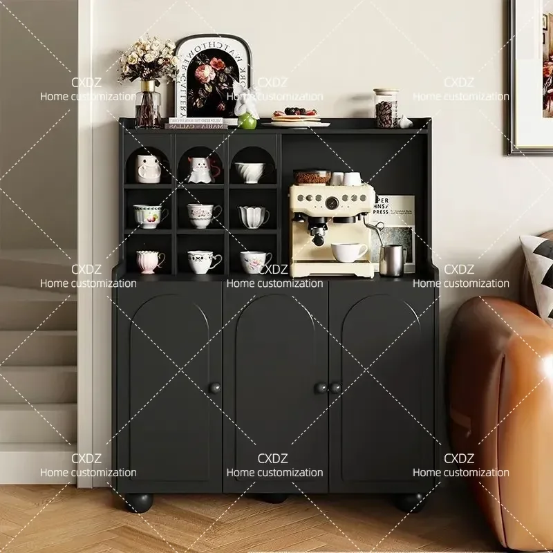 Solid Wood Dining Side Cabinet Small Apartment Coffee Machine Storage High Wall Mounted Living Room Super Narrow Tea Cabinet