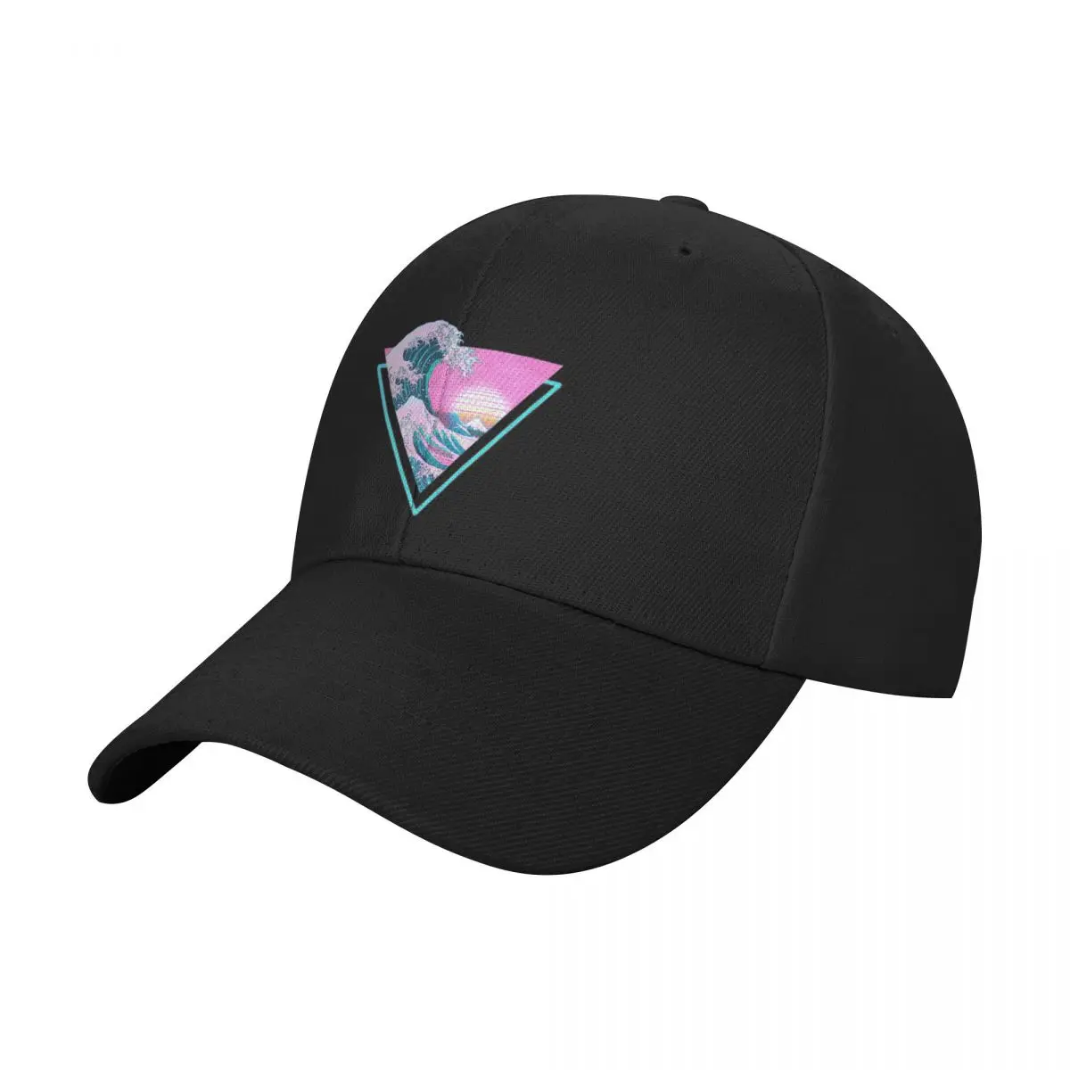 Gorra de béisbol con diseño de onda grande, estilo vaporwave, estética retro y forma triangular, ideal para el verano y resistente al viento.