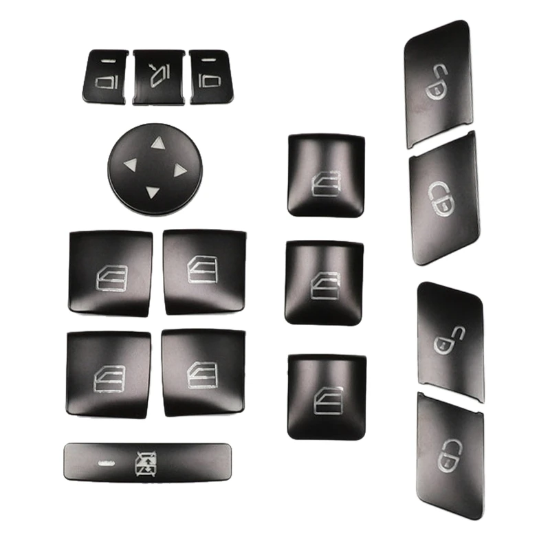 16PCS Car Door Seat Memory Lock Window Gl  Lift Button Cover Sticker for Mercedes Benz CLA/GLA/GLK/GLE/CLS/GL/ML/A/B/E