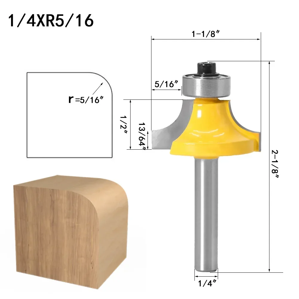 1pc 1/4 "6.35mm haste fresa escultura em madeira canto redondo sobre roteador bit rolamento madeira ferramenta para trabalhar madeira carboneto de tungstênio