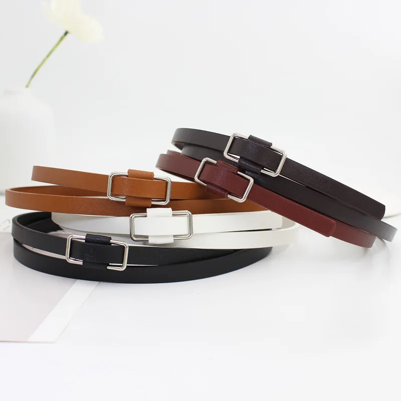 1cm Wide Leather Buckle Small Belt Ins Wind Female with Dresses Hundred Take Waist Jeans Knotted Belt 5 Colors Optional Belts