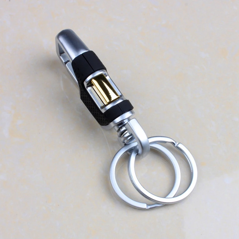 Simple Double Switch Keychain Metal 360 Degrees Rotatable Key Holder Rings Buckle Fashion Men\'s Luxury Car Keyring Accessories