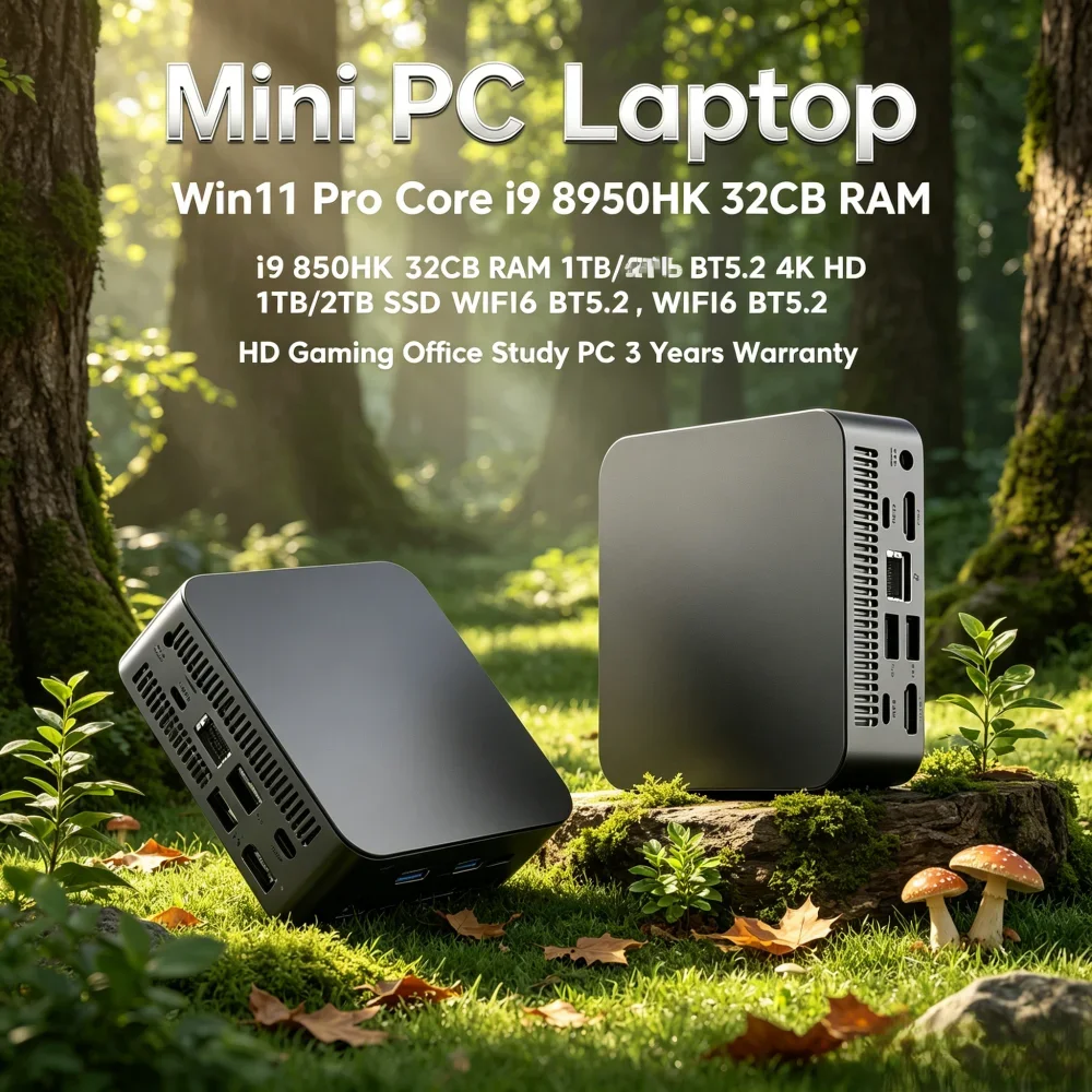 

Mini PC Laptop Win11 Pro Core i9 8950HK 32GB RAM 1TB/2TB SSD WiFi6 BT5.2 4K HD Home & Gaming PC 3-Year Warranty