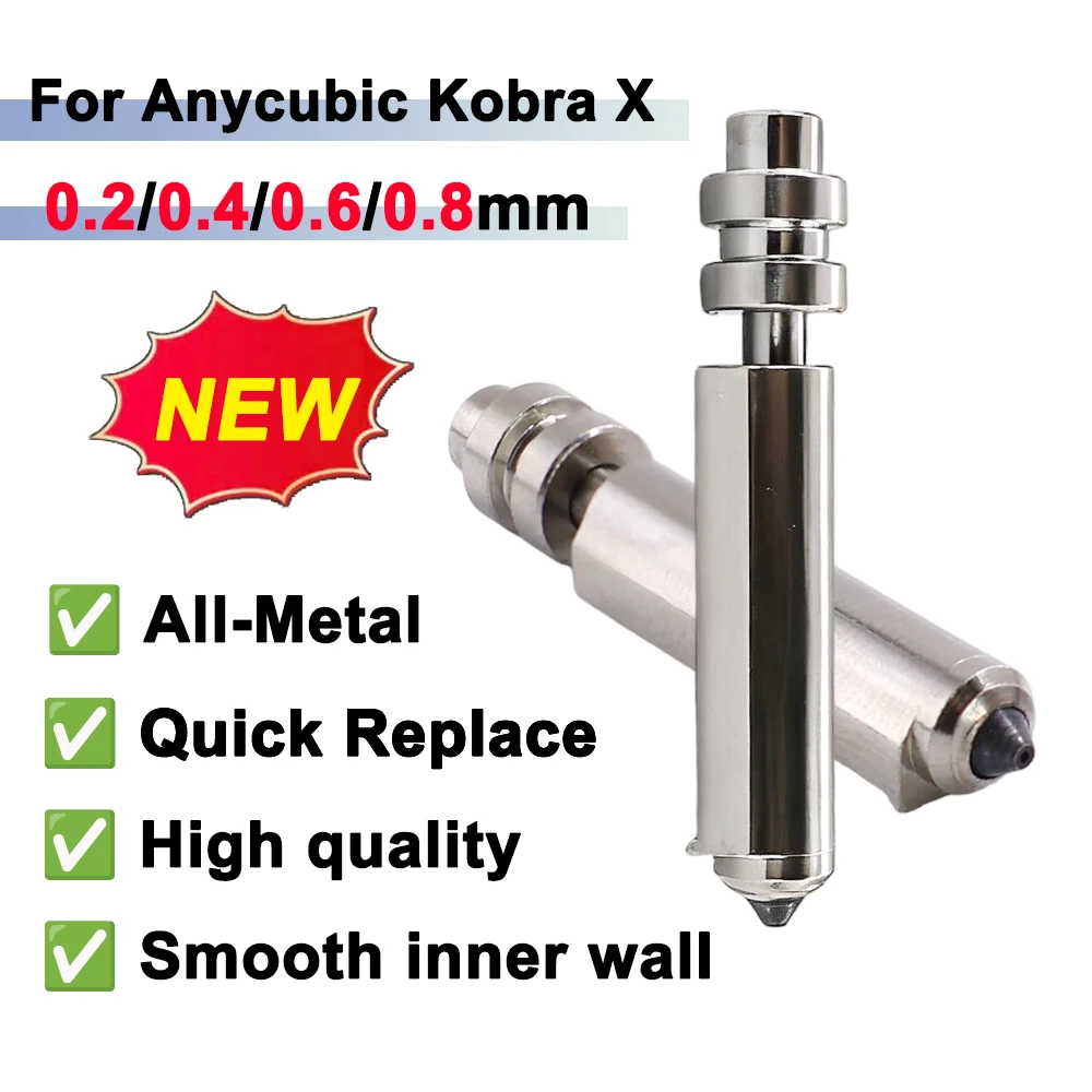 

For Anycubic Kobra X Bimetallic Hotend Nozzles Print Head Assembly KX Nozzle 0.2/0.4/0.6/0.8mm for Anycubic kobra X Accessories
