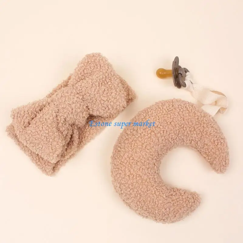 090B Versatile Moon Pacifier Clip & Hairband Kits Durable Pacifier Holder for Babies