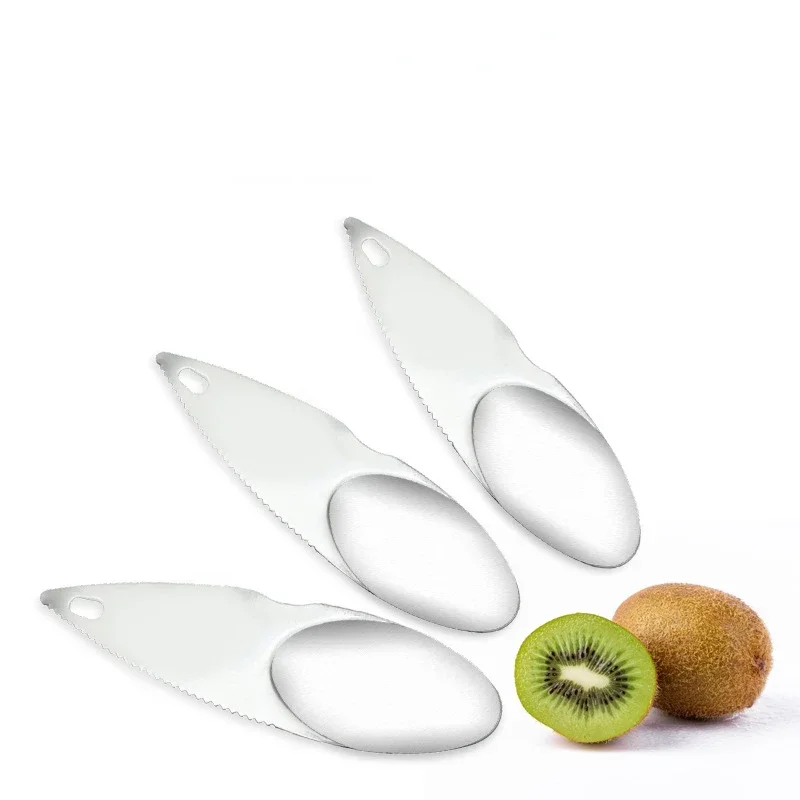 Stainless Steel Kiwi Blade Kiwifruit Cut Spoon Peeling Dig Spoon Serrated Blade for Shop Kitchen Home Outdoor