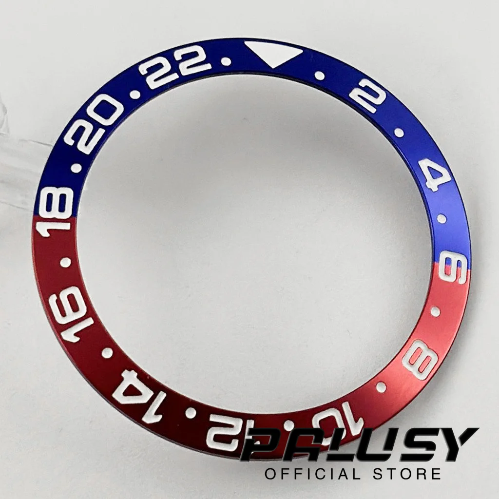 Slope Blue Red 38mm*30.6mm High quality Diving Aluminum Bezel Insert fit 40mm Case NH35 NH34 NH36 GMT Automatic Movement Watch