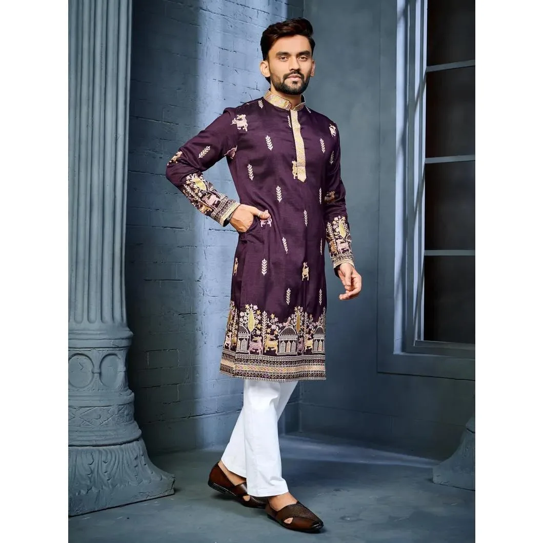 Musulmano Kurtta Caftano Dubai Abito da uomo a maniche lunghe Stile etnico Colletto alla coreana Abbigliamento arabo Stile nazionale Medio Oriente