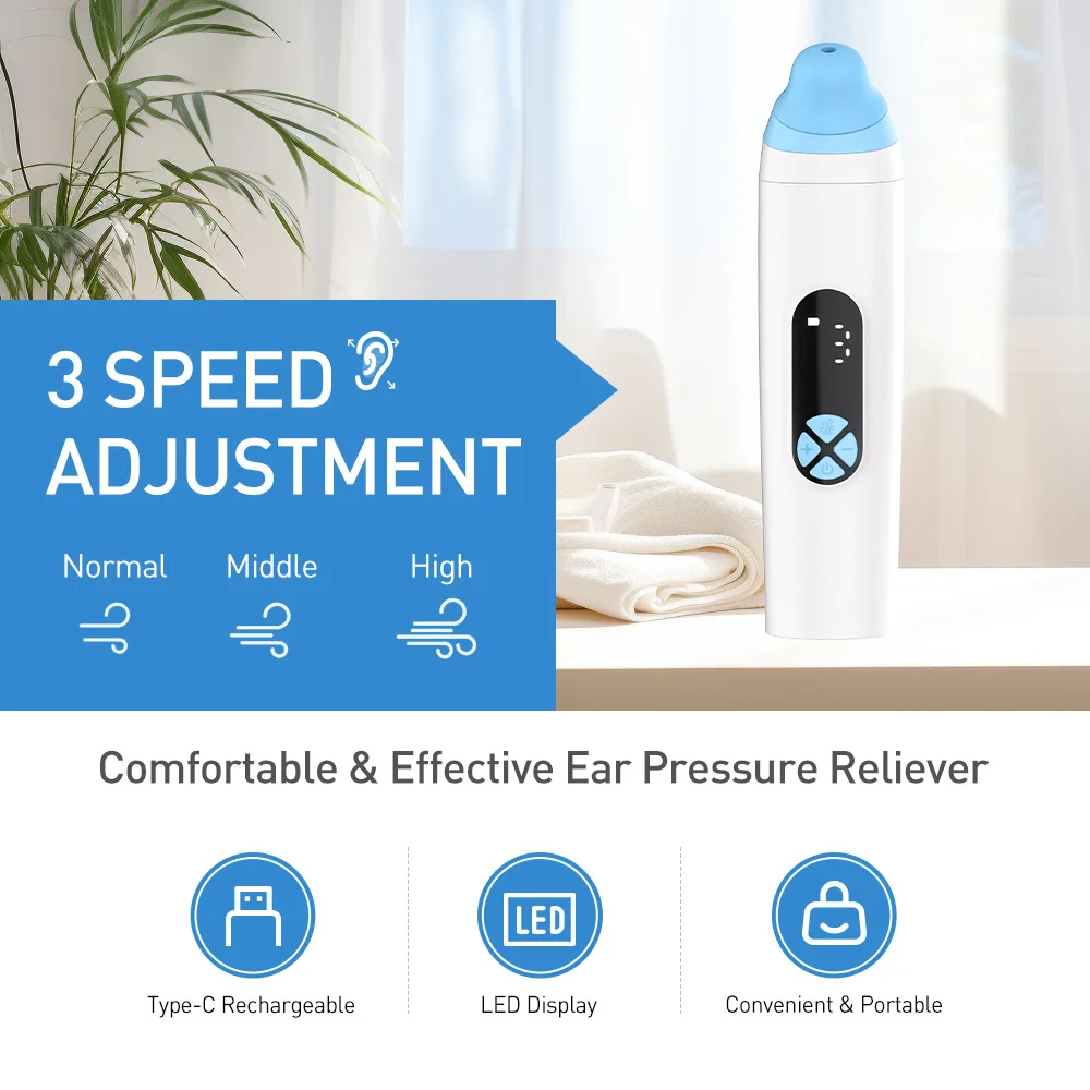 Ear Pressure Reliever Eustachian Tube Unclogger USB Rechargeable Portable Electric Tinnitus Relief Ear Pressure Balancing
