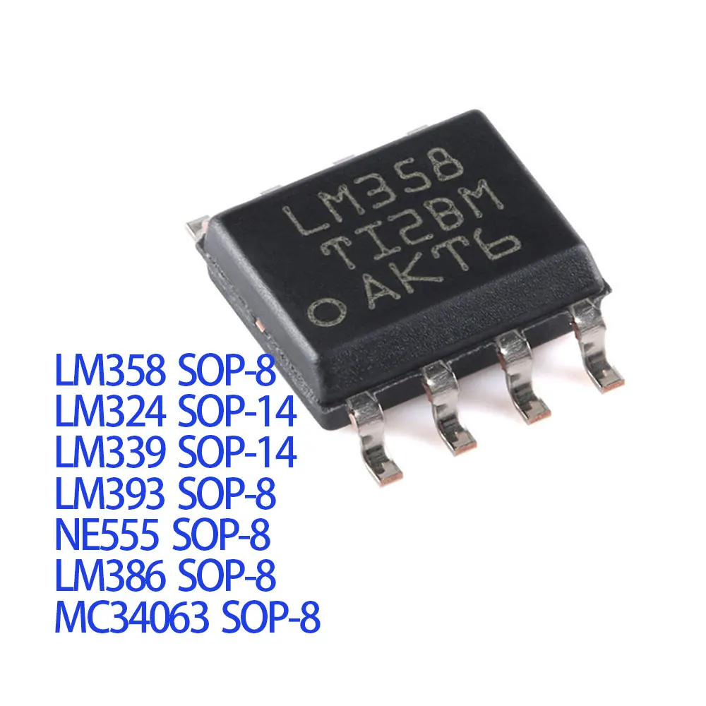 10PCS LM358 LM324 LM339 LM393 NE555 LM386 MC34063 SOP8 SOP14 IC Chip
