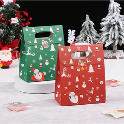1Set Christmas Paper Handbags Snowflake Pastry Candy Packaging Gifts Bag Merry Christmas Decor For Cristmas New Year Packing Bag