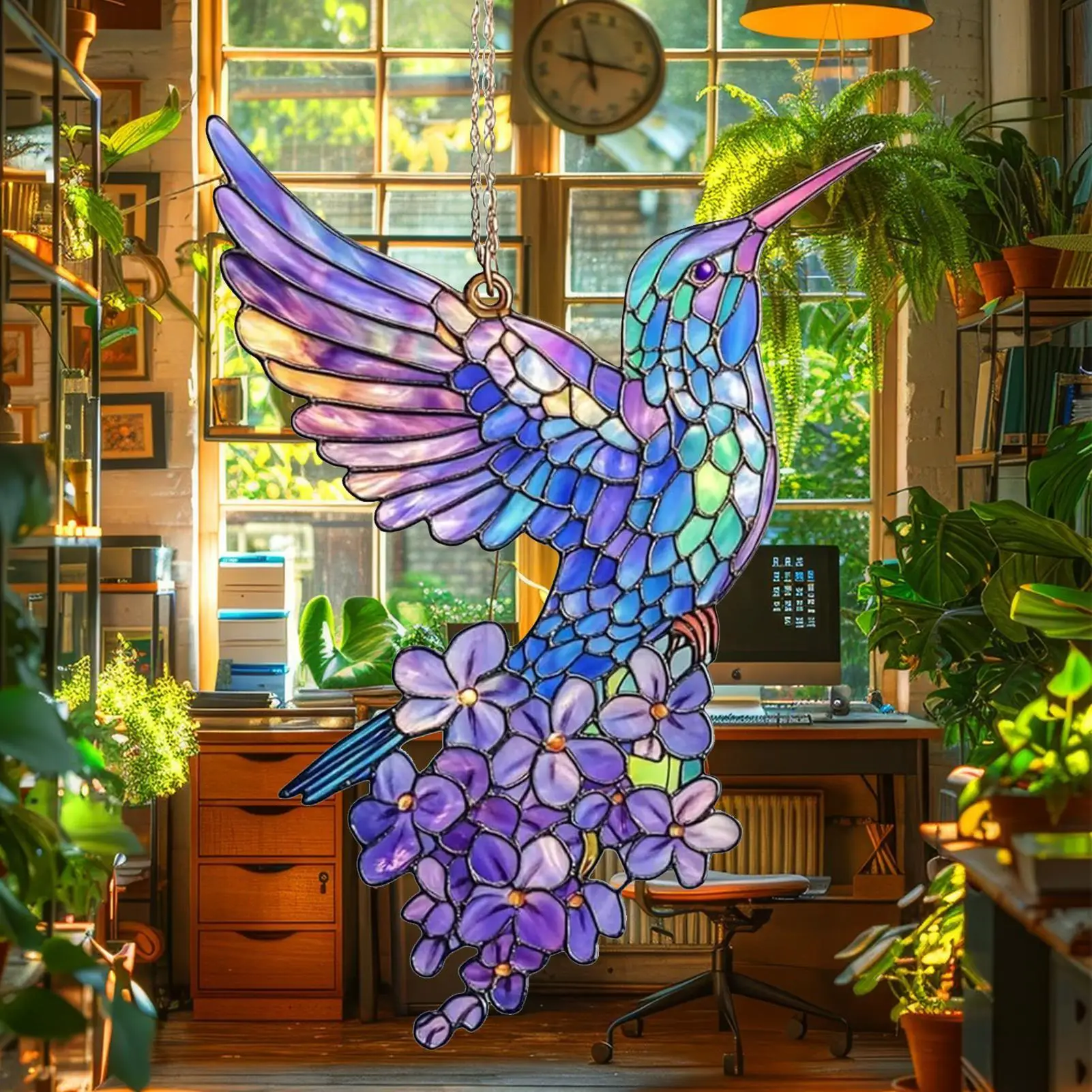 الطيور الشمس الماسك الطنان الزهور الجدار شنقا زخرفة الاكريليك قوس قزح صانع الديكور للمطبخ غرفة المعيشة حديقة