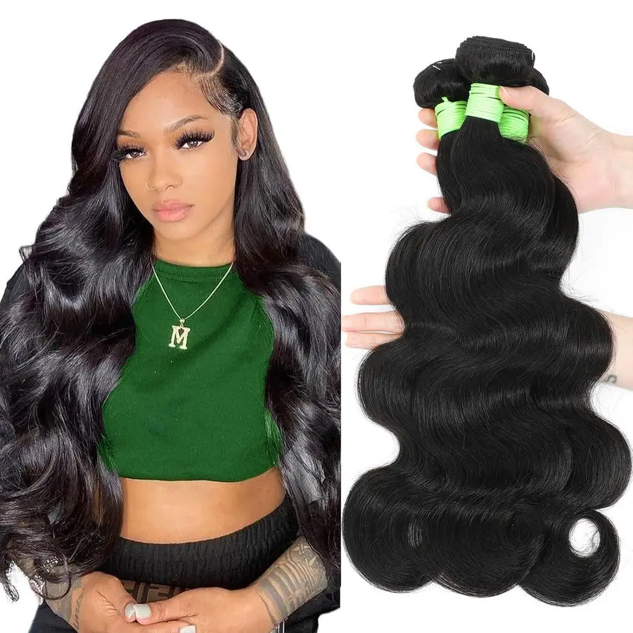 Rambut Bundel Body Wave Rambut Asli Manusia 16 18 20 Inch Grade 12A 100% Rambut Virgin Brasil Tanpa Proses Body Wave Paket 3 Bundel