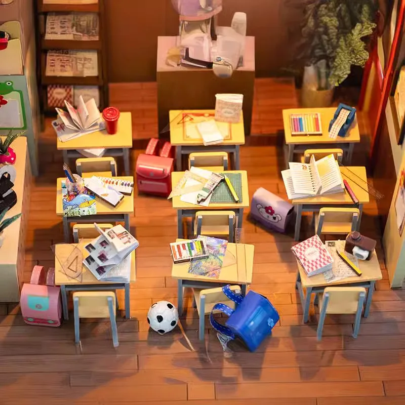 OUZEY Modello fai da te per l'aula della scuola di memoria di laurea - Casa in miniatura in legno 3D, regalo sentimentale perfetto per adolescenti