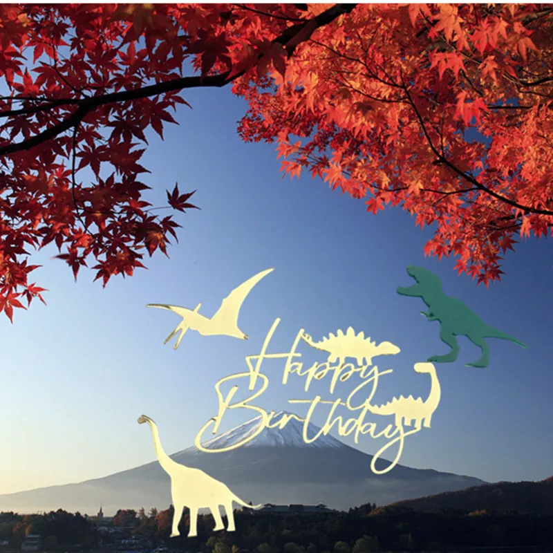 1 مجموعة الكرتون كعكة عيد ميلاد سعيد القبعات العالية الذهب ديناصور الاكريليك الاطفال حفلة عيد ميلاد كعكة توبر الحلوى الديكور استحمام الطفل #1