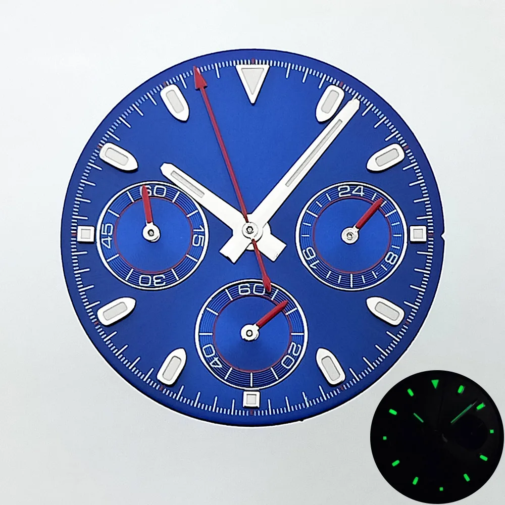 29 مللي متر الطلب C3 مجموعة مؤشر مضيئة خضراء تناسب حركة VK63 أسود أبيض أزرق أخضر ارتفع الذهب أجزاء الساعة الملحقات