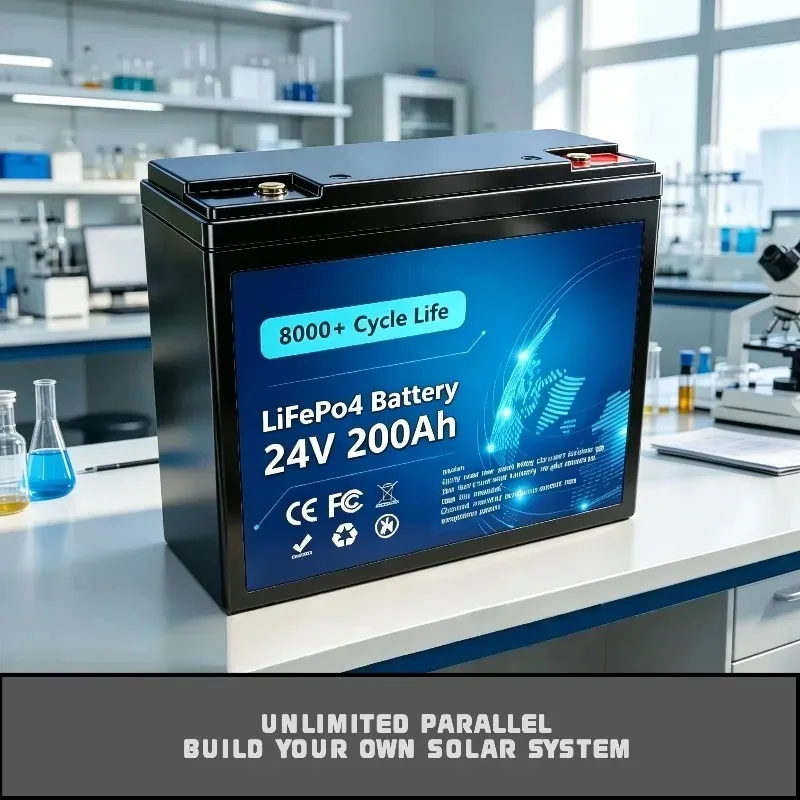 2026 NEW 24V LiFePO4 Battery 8000+ Deep Cycles Grade a Cells Smart BMS IP65 Waterproof for RV Solar Off-Grid Power System