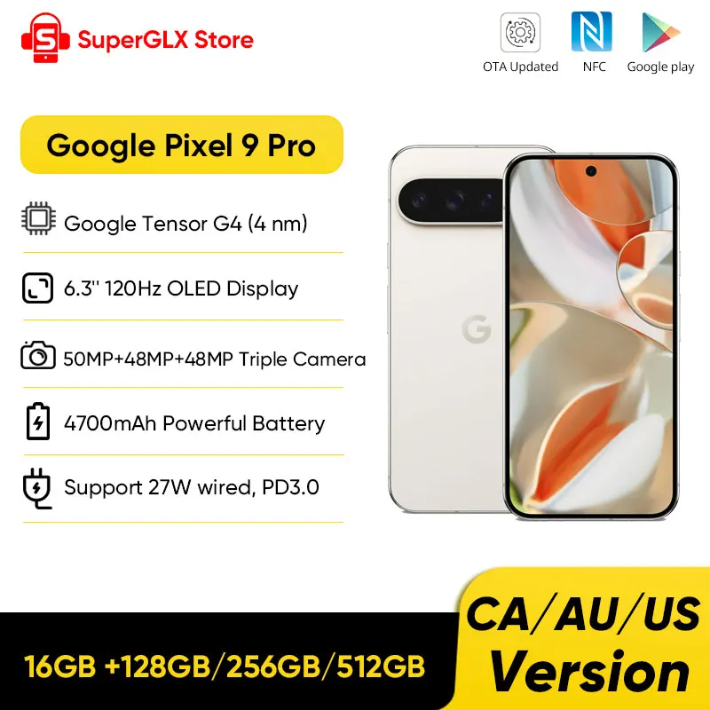 2024 New Google Pixel 9 Pro 5G Google Tensor G4 Android 14 Smartphone 6.3