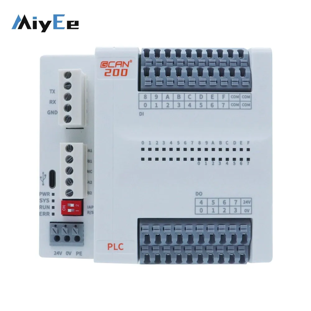 Программируемый логический контроллер GCAN-PLC-200/210/220/221/230/240 с 16 дискретными входами, 8 дискретными выходами, входом для подсчета импульсов ШИМ, поддержкой CODESYS, Ethernet, CAN, RS485, PT100