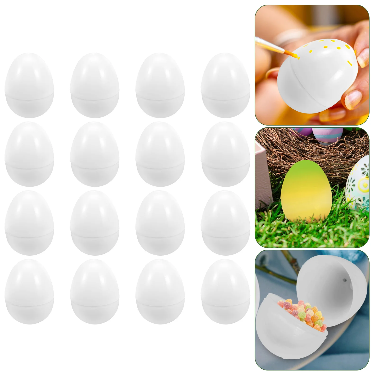 

16 Pcs 8cm Simulated Decoration Easter Eggs Plastic Empty Toy Plaything Party Holiday Candy Gift Packaging