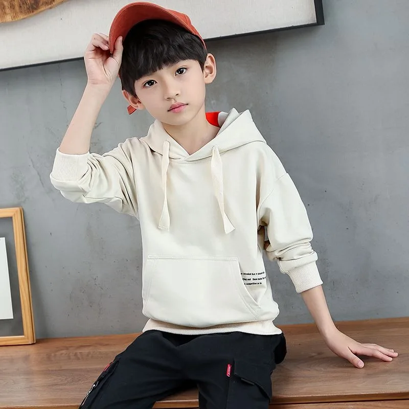 

2025 New Boys Spring Autumn Big Medium Kids Casual Long Sleeve Hooded Stylish Sweatshirt