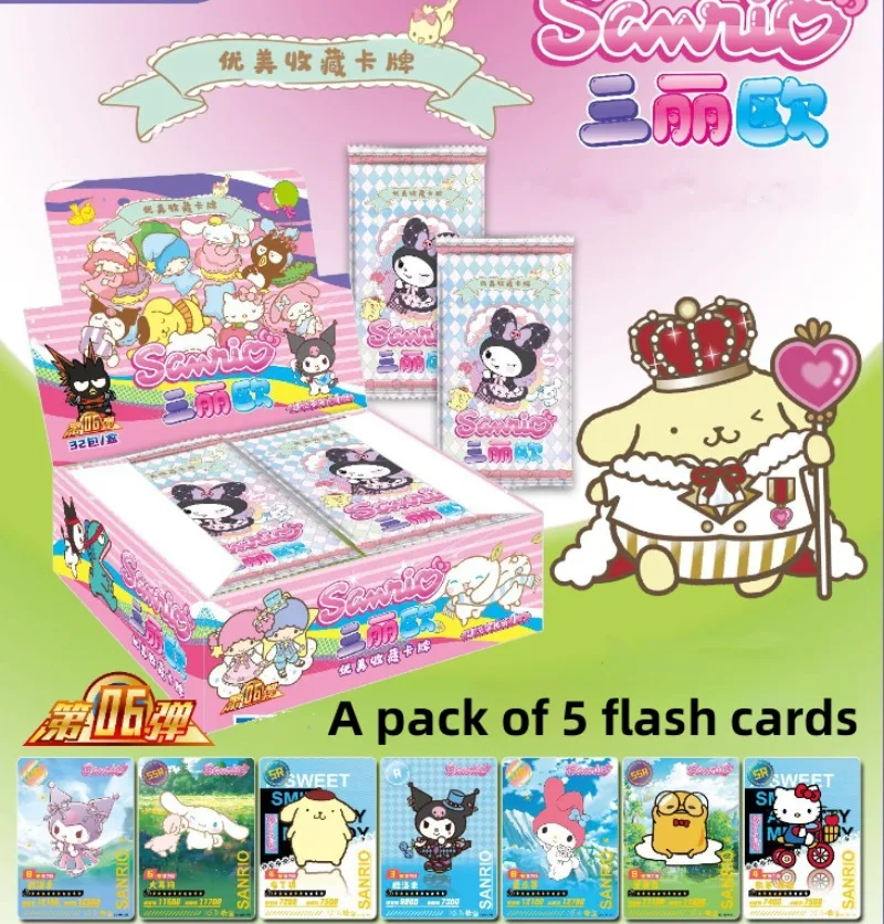 

New Sanrio Kuromi Hello Kitty Shining Card Cartoon My Melody Cinnamoroll Collectible Game Trading Card Children Toy Xmas Gift