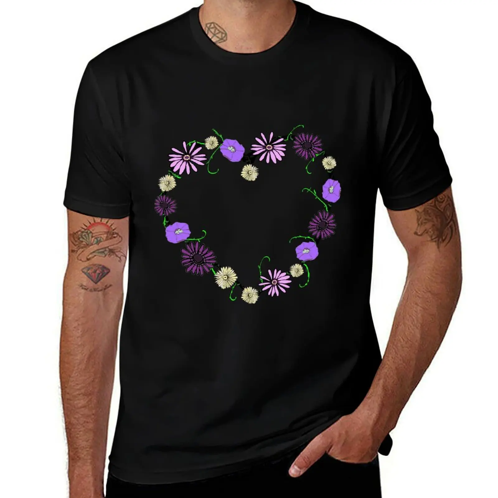 Daisy-Chain Heart T-Shirt Casual Minimalist Short Sleeve Top T-Shirt