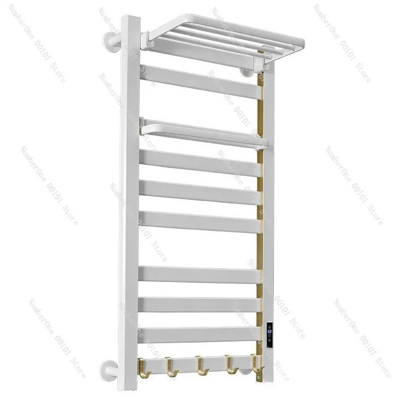 Electric Towel Rack, White Carbon Fiber Bathroom Storage Rack, Smart Drying Rack for Hotel Bathrooms Convenient and Space-saving