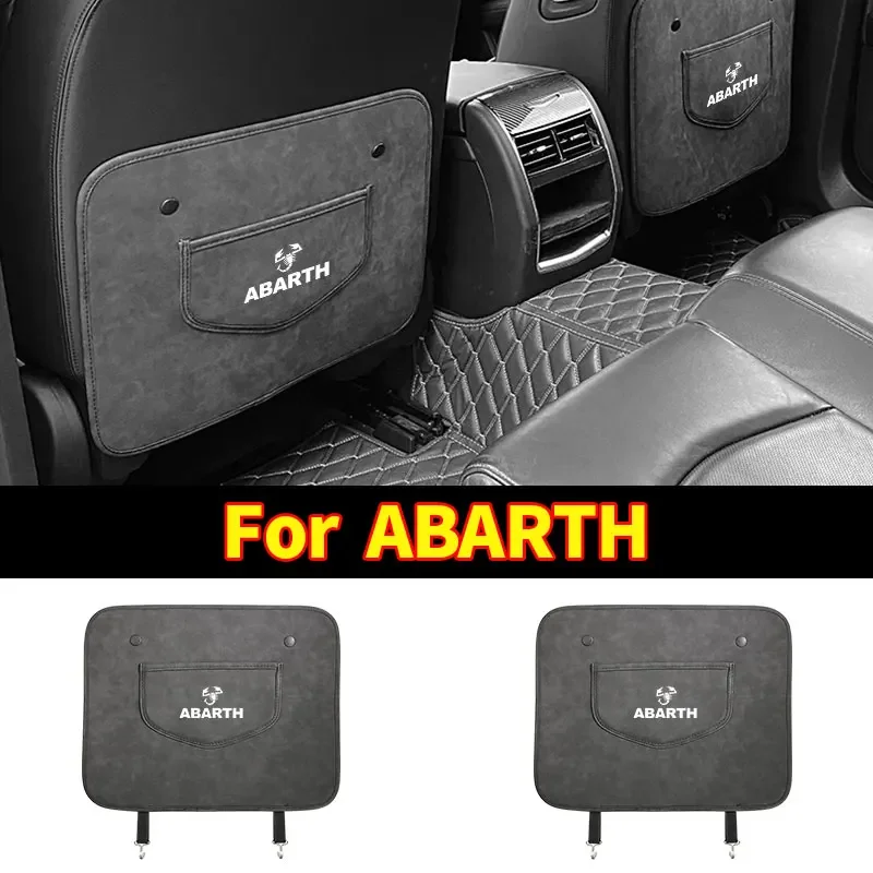 

Car Logo Seat Backrest Anti-kick Pad Leather Anti- Dirt Scratch Mat For Abarth- 500 595 1100 Stilo Ducato Palio Punto 2021 Logo