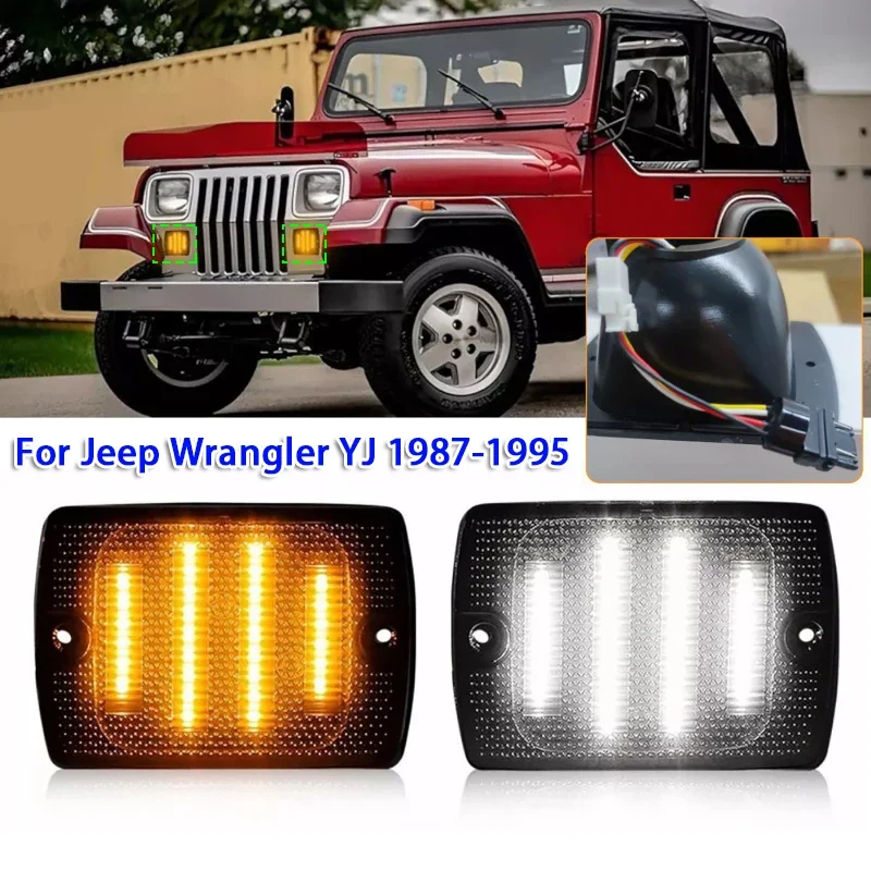 

Smoked Lens LED Front Bumper Lights Turn Signal Lamps for Jeep Wrangler YJ 1987-1995