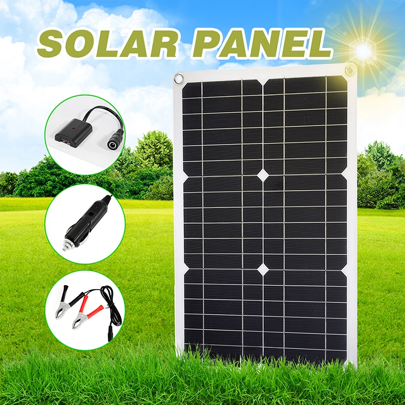 

Professional 100W 12V Solar Panel Kit Single/Dual USB Port Off Grid Monocrystalline Module with 30A Solar Charge Controller