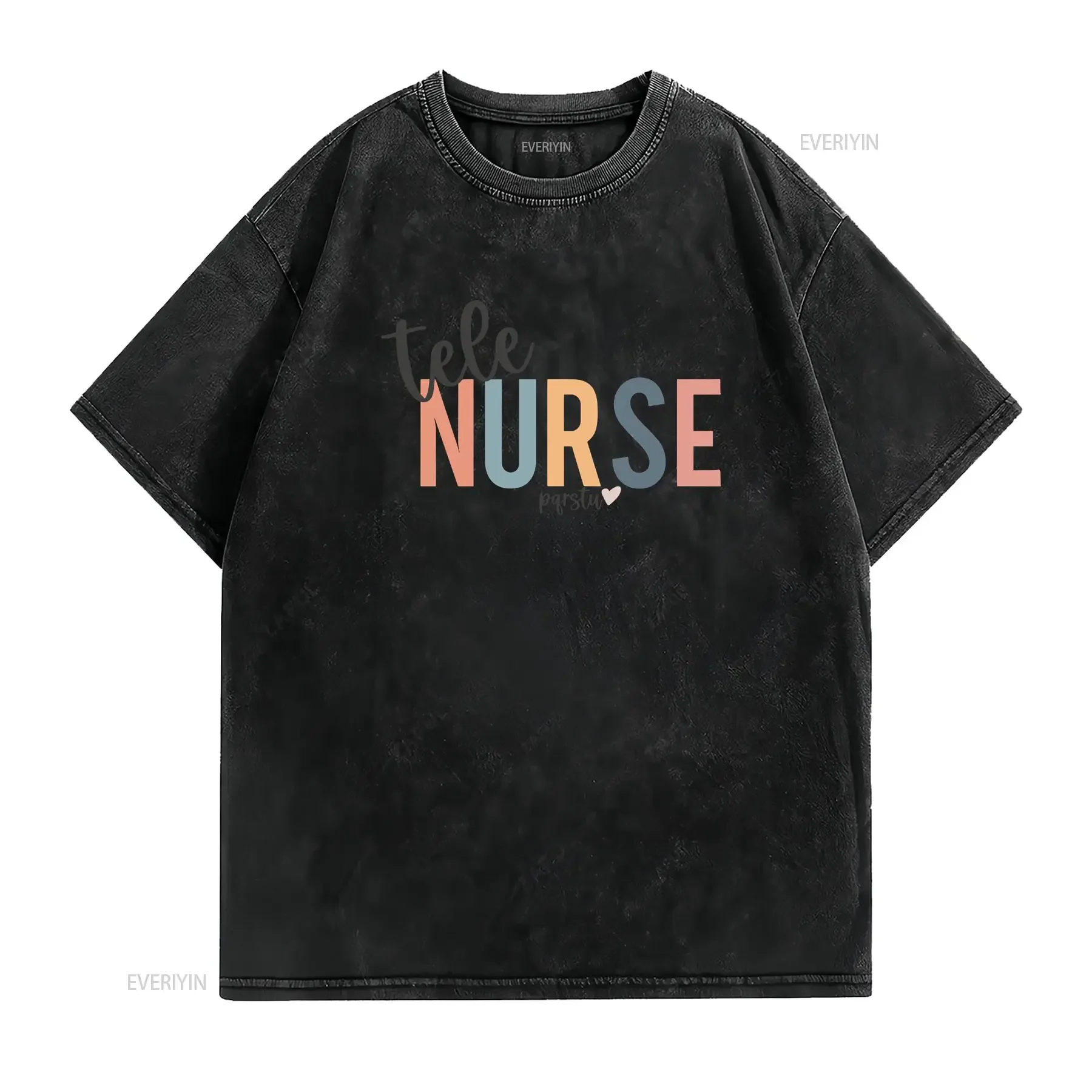PQRSTU Tele Nurse T Shirt Telemetry Cardiac CVICU Student Nursing School Grad Rainbow Font RN gift vintage Washed Stylish