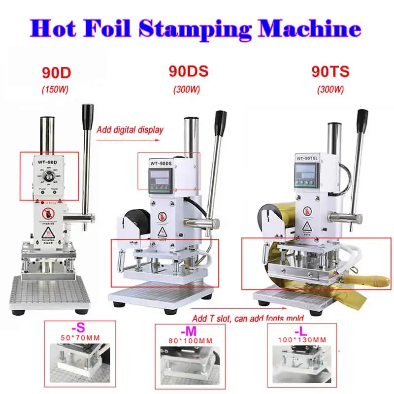 

90 Hot Foil Stamping Bronzing Machine Manual Embossing Pressing Printer with Positioning Slider Holder for PVC Leather Papers