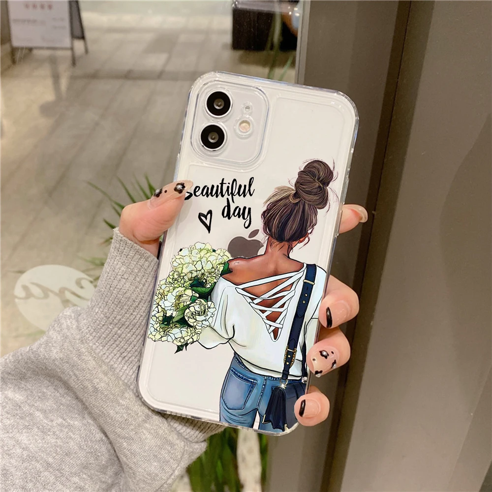 Funda de teléfono para chicas a la moda para iPhone 15, 14, 13, 12, 11 Pro Max, Funda para iPhone XR X XS Mini SE 7 8 Plus, Funda a prueba de golpes