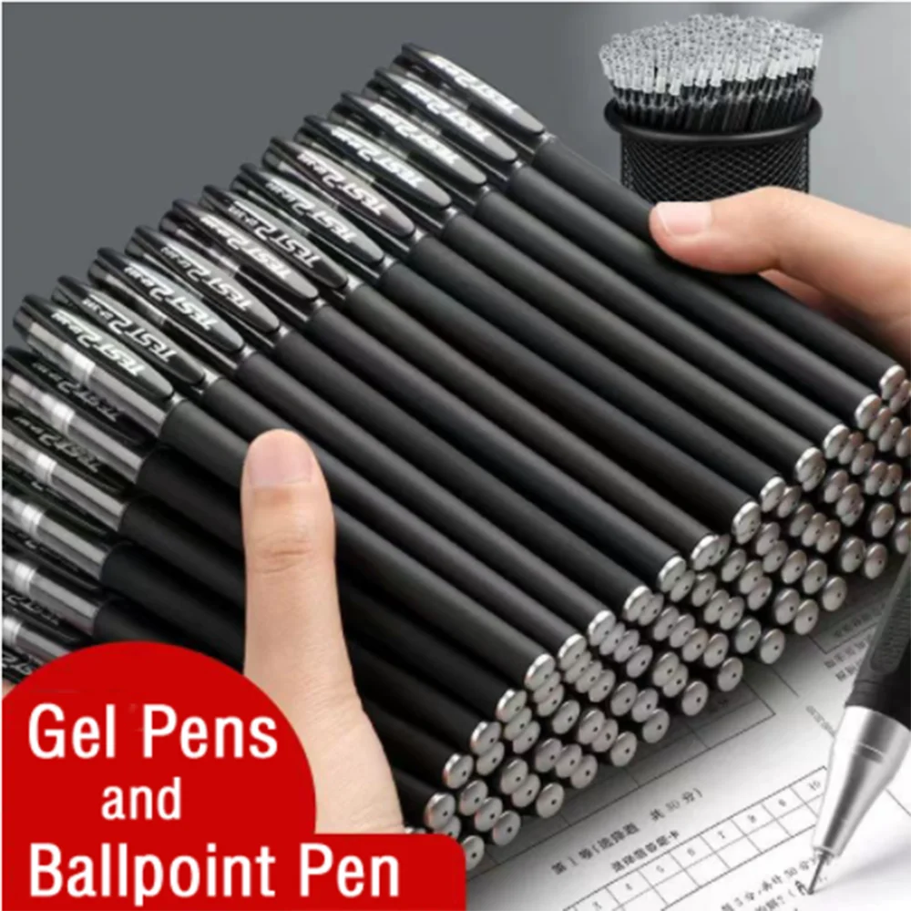 6PCS Gel Pen Neutral Pens Smooth Writing Fastdry 0.5mm Black Blue Red Color Replacable Refill Office School Stationery Supplies