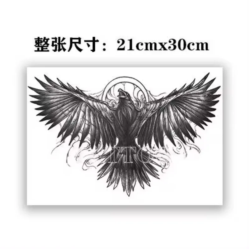 Goth Eagle Tattoo Stickers Waterproof Punk Fake Tattoo for Woman Man Hip Hop Clavicle Arm Lasting Temporary Tattoo Art Tattoo