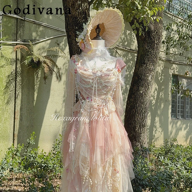 Fiore Lolita Cla Serie Cappello francese per donna Pastorale Mori Girl Cappello da sole in paglia Stile giapponese femminile Bnt Cappelli Lolita floreali