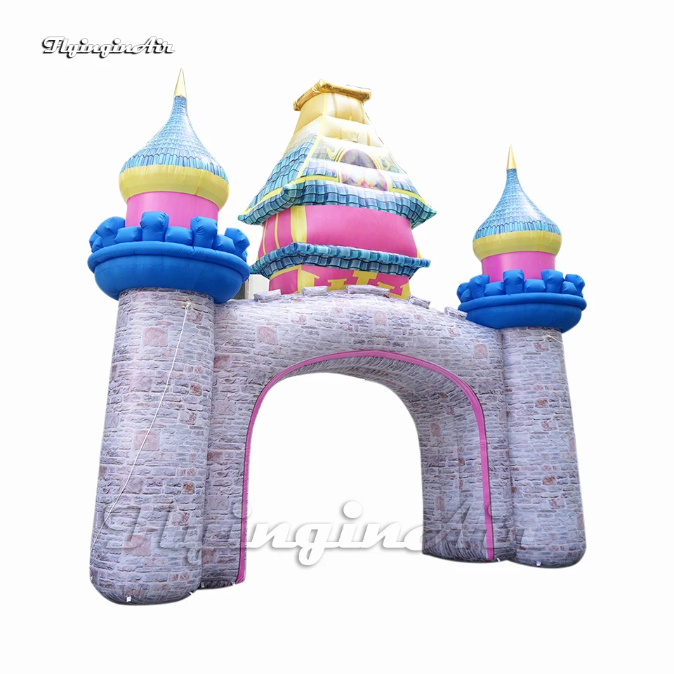 Inflatable Replica of Princess Castle Door 6m Entrance Archway Large Air Blow Up City Gate For Events