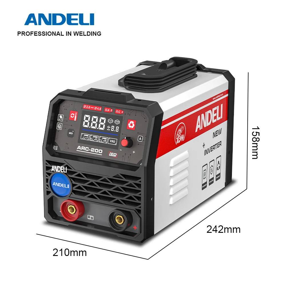 ANDELI 110/220V ARC Welding Machine IGBT LCD Display 180A Inverter Welder Iron Electric Welding Equipment for Household