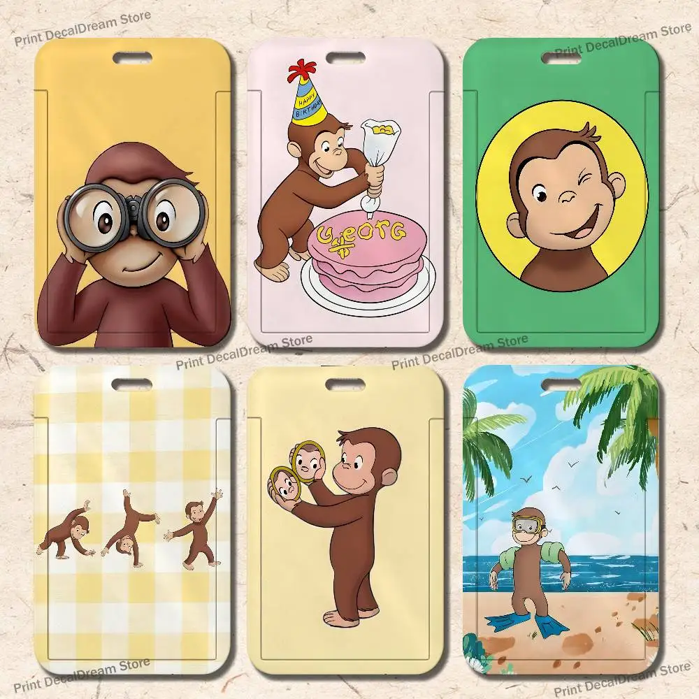 

Curious George Monkey Art Card Holder Lanyard Camera Neck Strap Credit Card Case ID Badge Credentials Protection