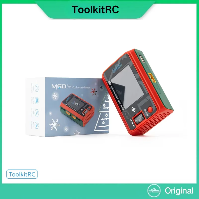 ToolkitRC M6D V3 MINI Dual Channel Charger, 500W 15A DC Smart Discharger 1-6S Lipo, for FPV Drone Model Spare Part Replace